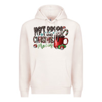 Pale Pink hot cocoa and christmas movies Premium Hoodie - CowhideDigitalArt