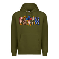 Army Green Faith USA flag sunflower Premium Hoodie - Neo Western