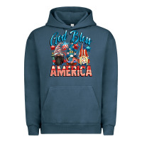 Pigment Midnight Navy God blessed America gnomes 4th of July Urban Hoodie - CowGirlArtShop