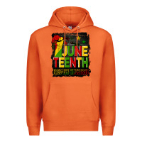 Carrot juneteenth fist free ish since 1865 with background Premium Hoodie - HRA Design Shop