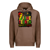 Chestnut juneteenth fist free ish since 1865 with background Premium Hoodie - HRA Design Shop