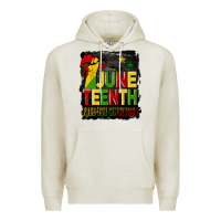 Oatmeal Heather juneteenth fist free ish since 1865 with background Premium Hoodie - HRA Design Shop