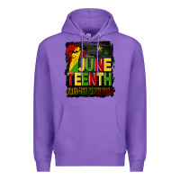 Purple juneteenth fist free ish since 1865 with background Premium Hoodie - HRA Design Shop