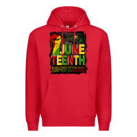 Red juneteenth fist free ish since 1865 with background Premium Hoodie - HRA Design Shop