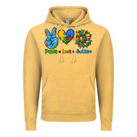 Vintage Mustard peace love autism Vintage Hoodie - AdoDesignShop