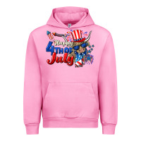 Fuchsia Pink Happy 4th of July cow Urban Hoodie - CowGirlArtShop