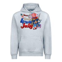 Heather Grey Happy 4th of July cow Urban Hoodie - CowGirlArtShop