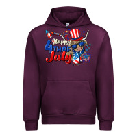 Mauve Wine Happy 4th of July cow Urban Hoodie - CowGirlArtShop