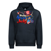 Navy Happy 4th of July cow Urban Hoodie - CowGirlArtShop