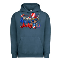 Pigment Midnight Navy Happy 4th of July cow Urban Hoodie - CowGirlArtShop