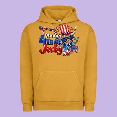Happy 4th Of July Cow Urban Hoodie Designed By Cowgirlartshop