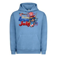 Pigment Pebble Blue Happy 4th of July cow Urban Hoodie - CowGirlArtShop