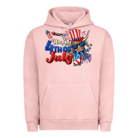 Pigment Salmon Happy 4th of July cow Urban Hoodie - CowGirlArtShop
