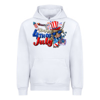 White Happy 4th of July cow Urban Hoodie - CowGirlArtShop