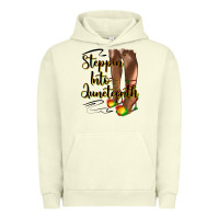 Pigment Pistachio steppin' into juneteenth heels Urban Hoodie - HRA Design Shop