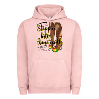 Pigment Salmon steppin' into juneteenth heels Urban Hoodie - HRA Design Shop