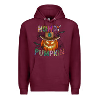 Burgundy howdy pumpkin Premium Hoodie - CowhideDigitalArt