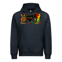 Navy peace love juneteenth raised fist Urban Hoodie - HRA Design Shop
