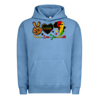 Pigment Pebble Blue peace love juneteenth raised fist Urban Hoodie - HRA Design Shop