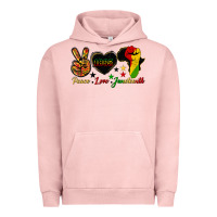 Pigment Salmon peace love juneteenth raised fist Urban Hoodie - HRA Design Shop