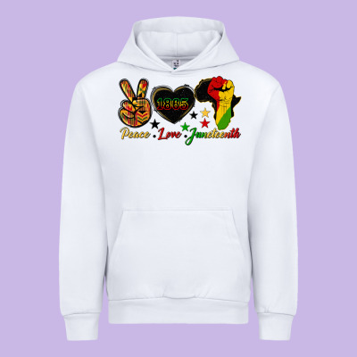 Peace Love Juneteenth Raised Fist Urban Hoodie Designed By Hra Design Shop