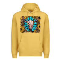 Antique Gold leopard sunflowers and gemstone skull Premium Hoodie - RanaPortraitStore
