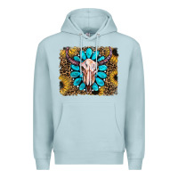 Blue Mist leopard sunflowers and gemstone skull Premium Hoodie - RanaPortraitStore