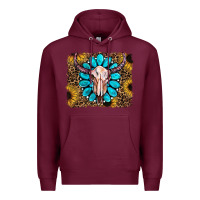 Burgundy leopard sunflowers and gemstone skull Premium Hoodie - RanaPortraitStore
