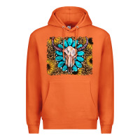 Carrot leopard sunflowers and gemstone skull Premium Hoodie - RanaPortraitStore