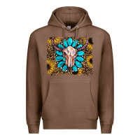 Chestnut leopard sunflowers and gemstone skull Premium Hoodie - RanaPortraitStore