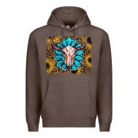 Coffee leopard sunflowers and gemstone skull Premium Hoodie - RanaPortraitStore