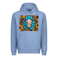 Colony Blue leopard sunflowers and gemstone skull Premium Hoodie - RanaPortraitStore