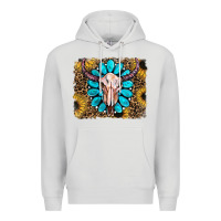 Dove Grey leopard sunflowers and gemstone skull Premium Hoodie - RanaPortraitStore