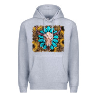 Heather Grey leopard sunflowers and gemstone skull Premium Hoodie - RanaPortraitStore