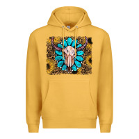 Mustard leopard sunflowers and gemstone skull Premium Hoodie - RanaPortraitStore