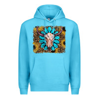 Ocean Blue leopard sunflowers and gemstone skull Premium Hoodie - RanaPortraitStore