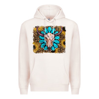 Pale Pink leopard sunflowers and gemstone skull Premium Hoodie - RanaPortraitStore