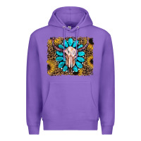Purple leopard sunflowers and gemstone skull Premium Hoodie - RanaPortraitStore