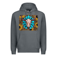 Rock leopard sunflowers and gemstone skull Premium Hoodie - RanaPortraitStore