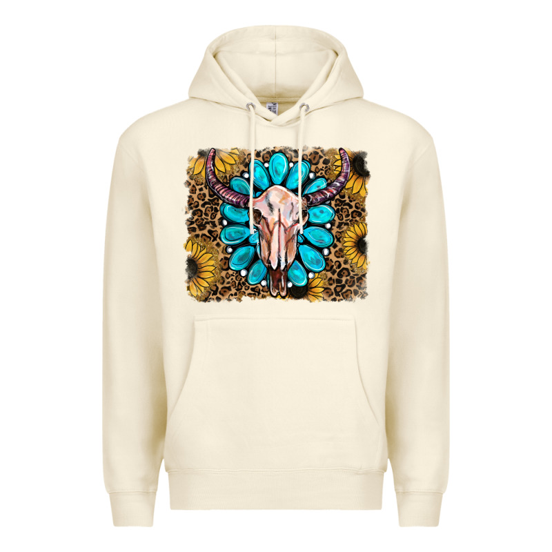 Leopard Sunflowers And Gemstone Skull Premium Hoodie by RanaPortraitStore | Teevron