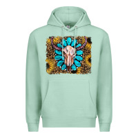 Seafoam leopard sunflowers and gemstone skull Premium Hoodie - RanaPortraitStore