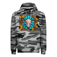 Slate Camo leopard sunflowers and gemstone skull Premium Hoodie - RanaPortraitStore