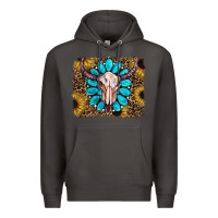 Smoke leopard sunflowers and gemstone skull Premium Hoodie - RanaPortraitStore