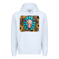 White leopard sunflowers and gemstone skull Premium Hoodie - RanaPortraitStore