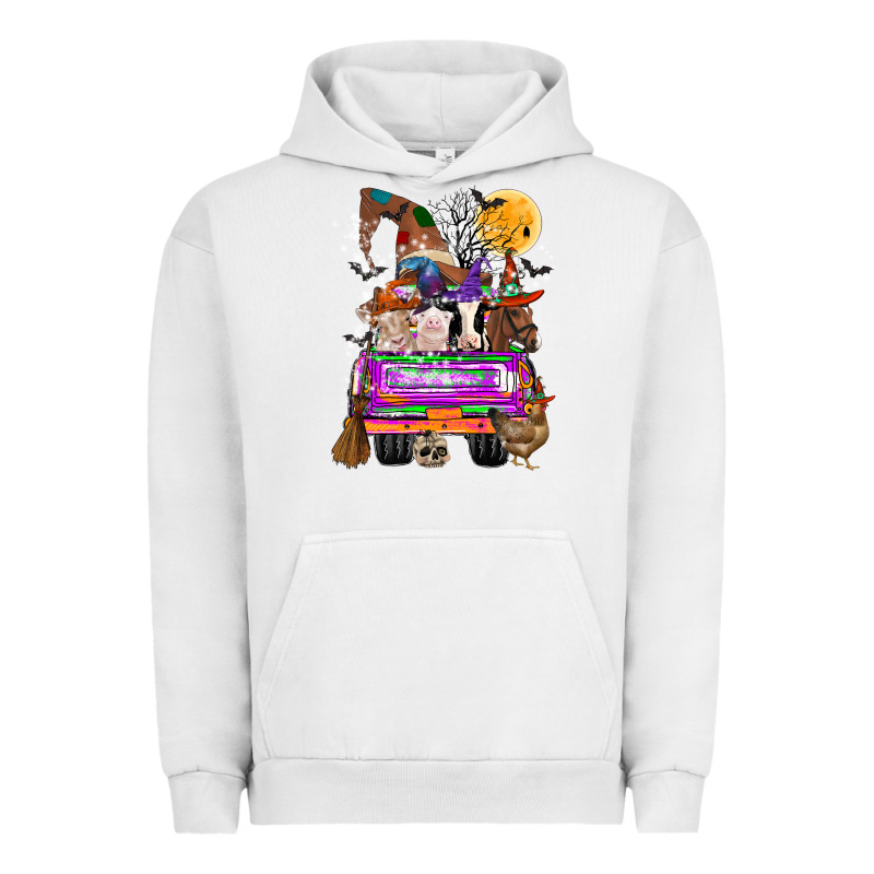 Hallloween Farm Animals Truck Urban Hoodie by CowhideDigitalArt | Teevron