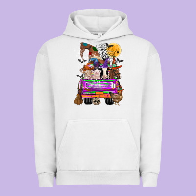 Hallloween Farm Animals Truck Urban Hoodie Designed By Cowhidedigitalart
