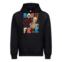 Black Born to be free with skeleton 4th of july Urban Hoodie - Neo Western