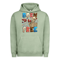 Pigment Oil Green Born to be free with skeleton 4th of july Urban Hoodie - Neo Western