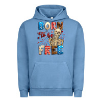 Pigment Pebble Blue Born to be free with skeleton 4th of july Urban Hoodie - Neo Western