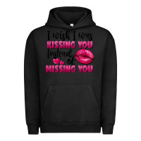 Pigment Black i wish i was kissing you instead of missing you Urban Hoodie - FaDigitalArtStudio